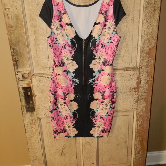 Kardashian Kollection Floral Low-Back Dress Size Large (Z-37) - Picture 2 of 4